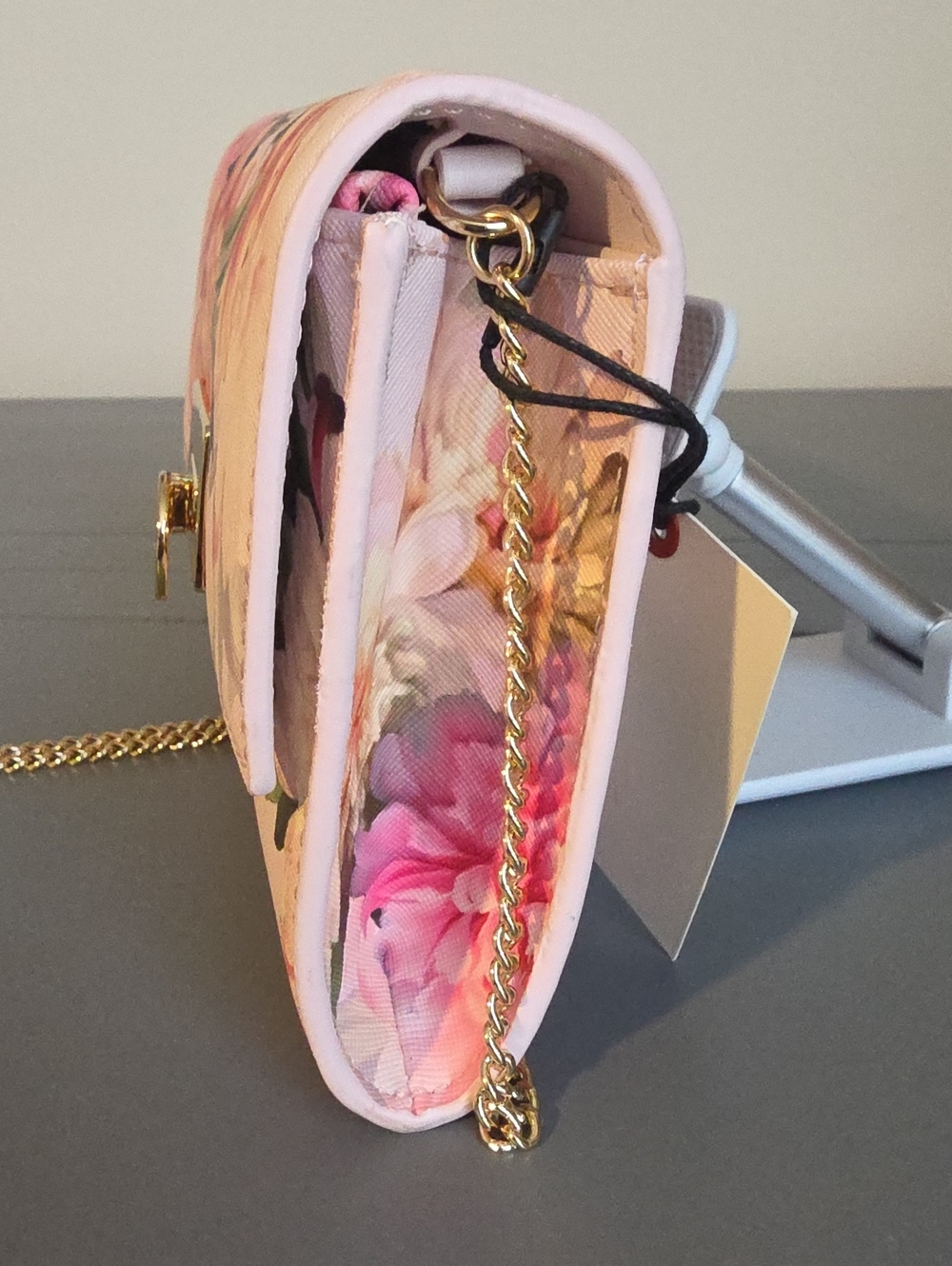TED BAKER LONDON NWT Parisa Pink Floral Chain Crossbody Bag - Picture 8 of 15